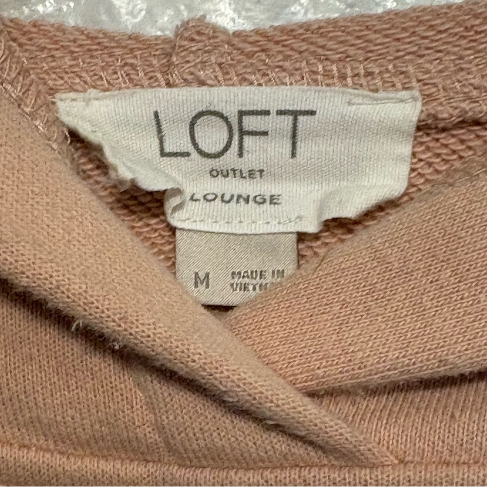LOFT LOUNGE Hooded Pullover Top Dusty Rose Pink Women’s Size Medium - Picture 4 of 7